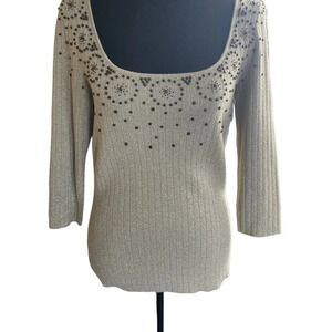 Dana Buchman Gold Beaded Sweater